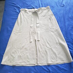 Roz & Ali Beige Linen Blend A-Line Maxi Skirt Womens XL Boho Peasant Cottagecore